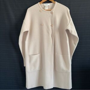 Vintage Rodier M Tan Long Sleeve Long Cardigan Sweater Jacket Wool Blend France